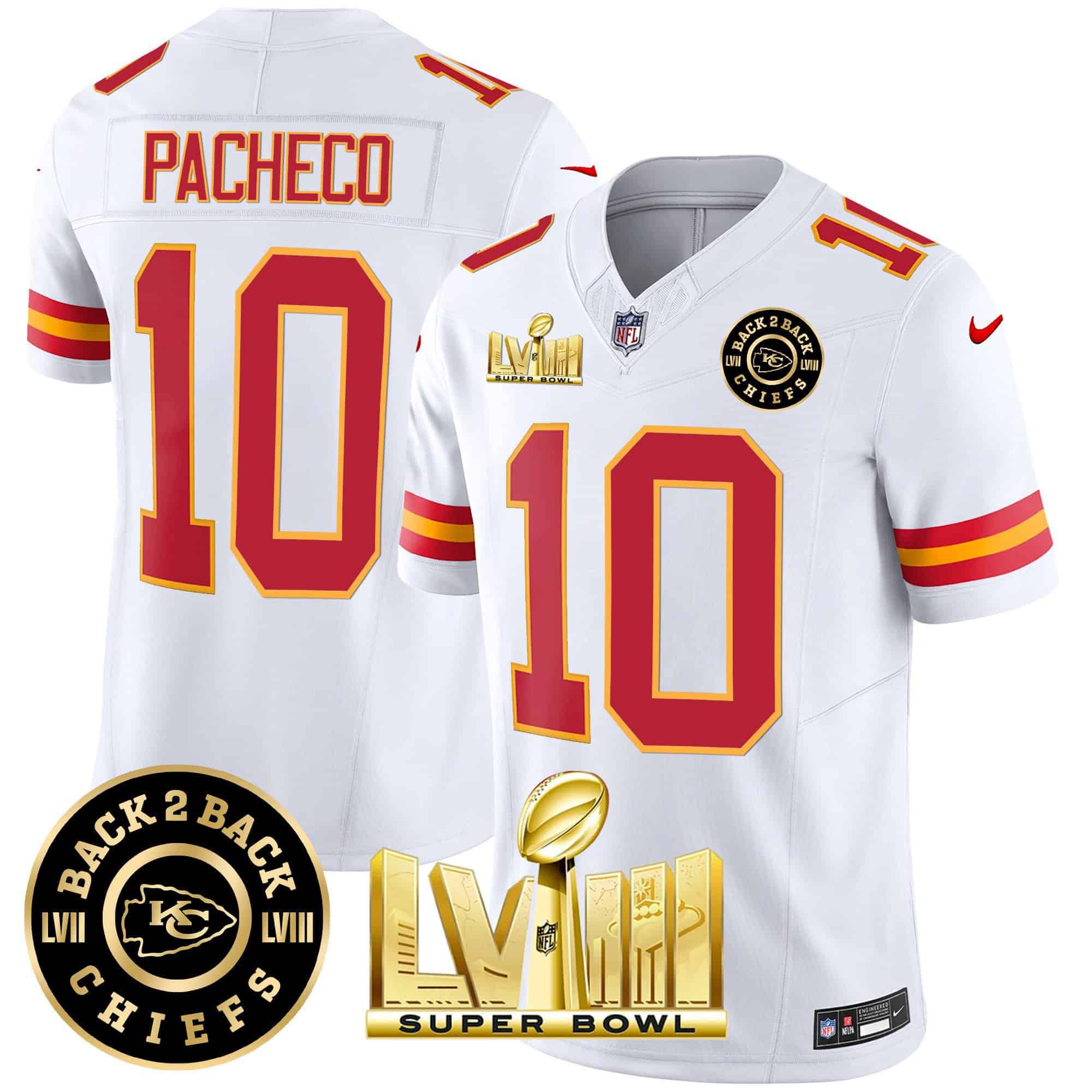Men Kansas City Chiefs #10 Pacheco White 2024 Nike Super Bowl LVIII & Back-2-Back Patch Vapor NFL Jersey->indianapolis colts->NFL Jersey